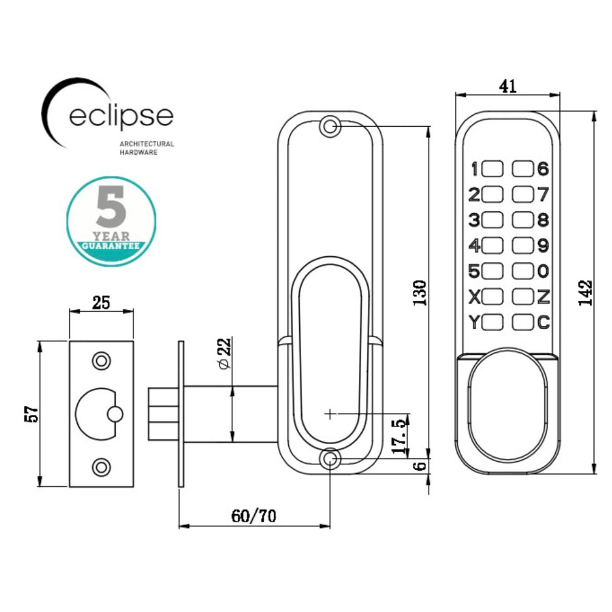 Digital Door Lock Chrome With Hold Back - Image 2