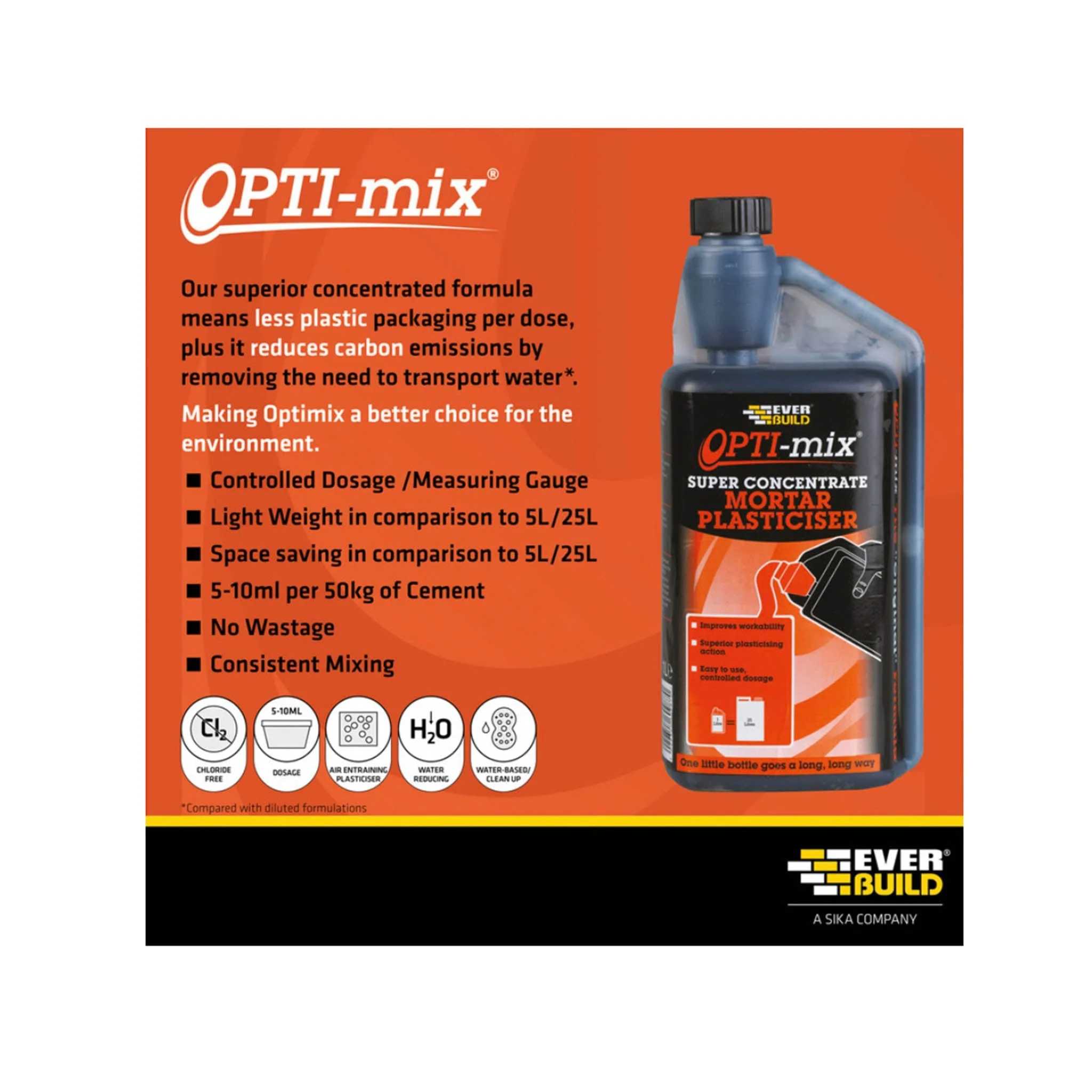 Everbuild Opti-Mix Mortar Plasticiser - 1 Litre - Image 2