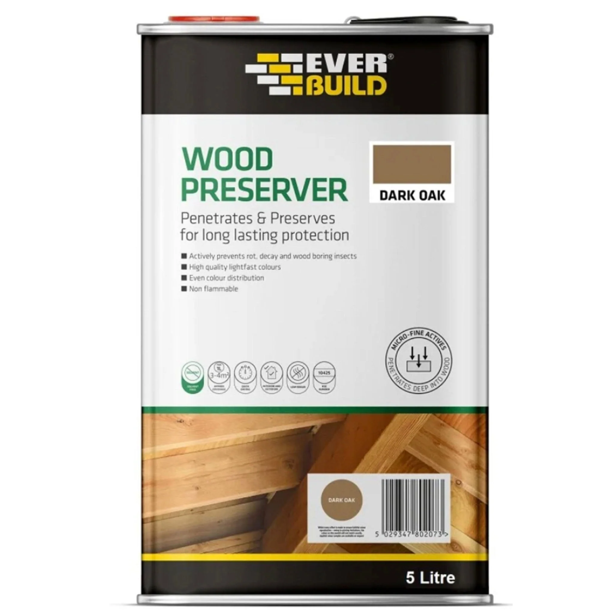 Everbuild Wood Preserver Dark Oak - 5 Litre