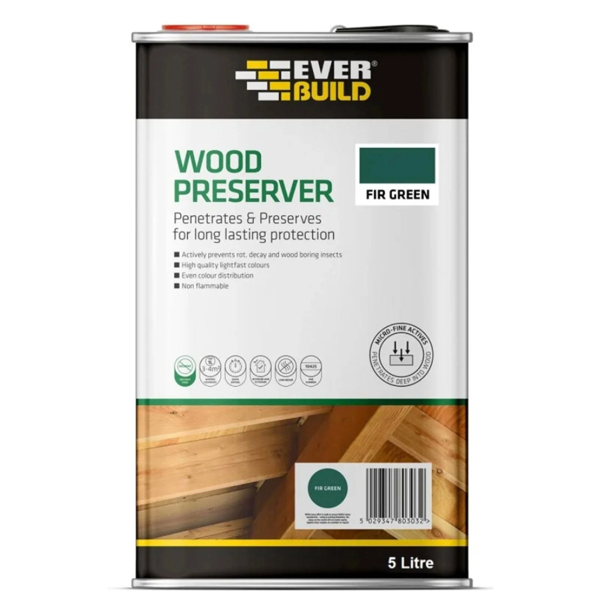 Everbuild Wood Preserver Fir Green - 5 Litre