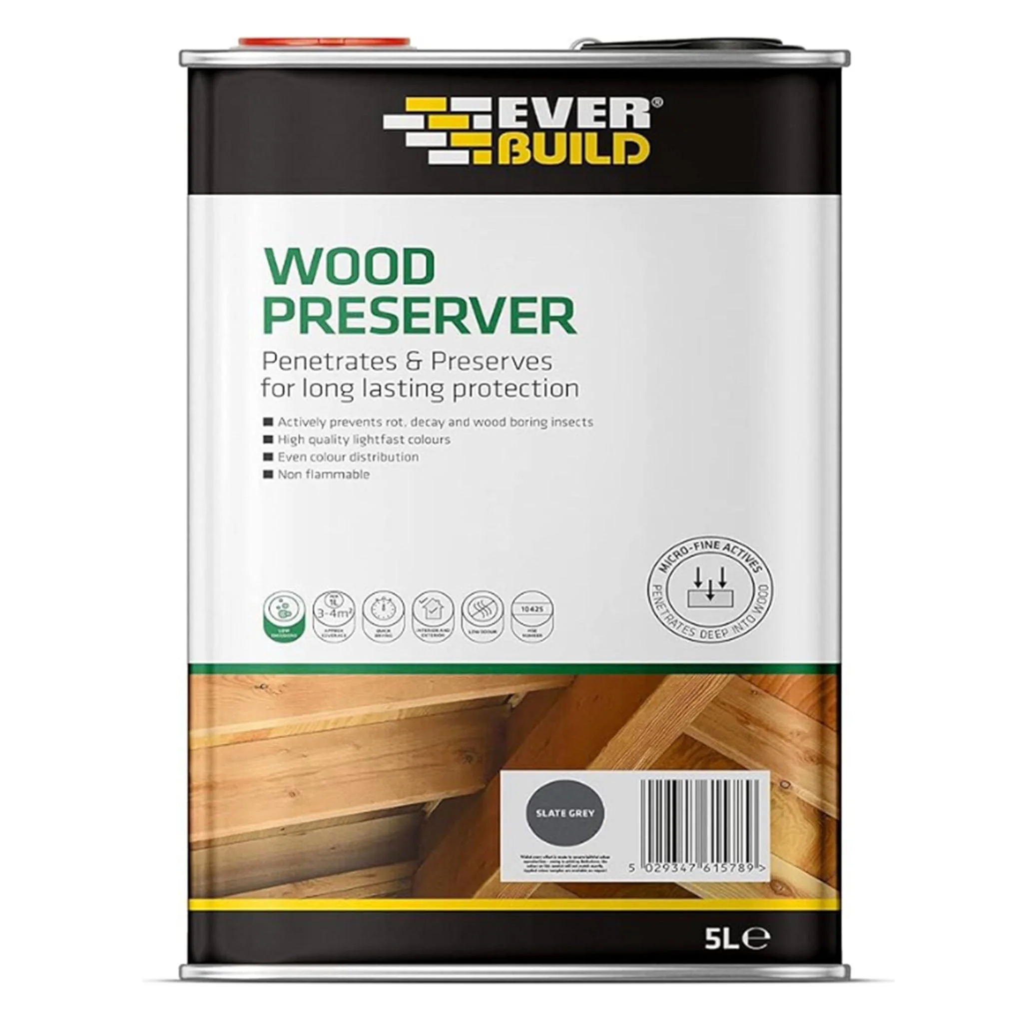 Everbuild Wood Preserver Slate Grey - 5 Litre