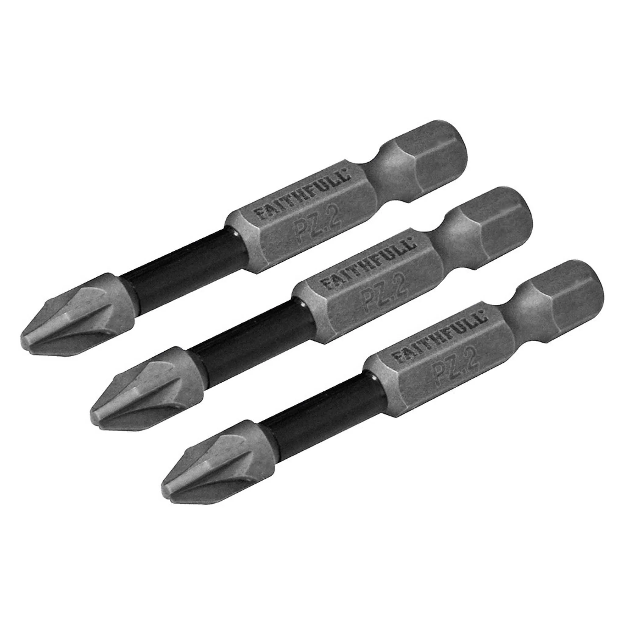 Faithfull Impact Screwdriver Bits PZ2 x 50mm - 3 Pack