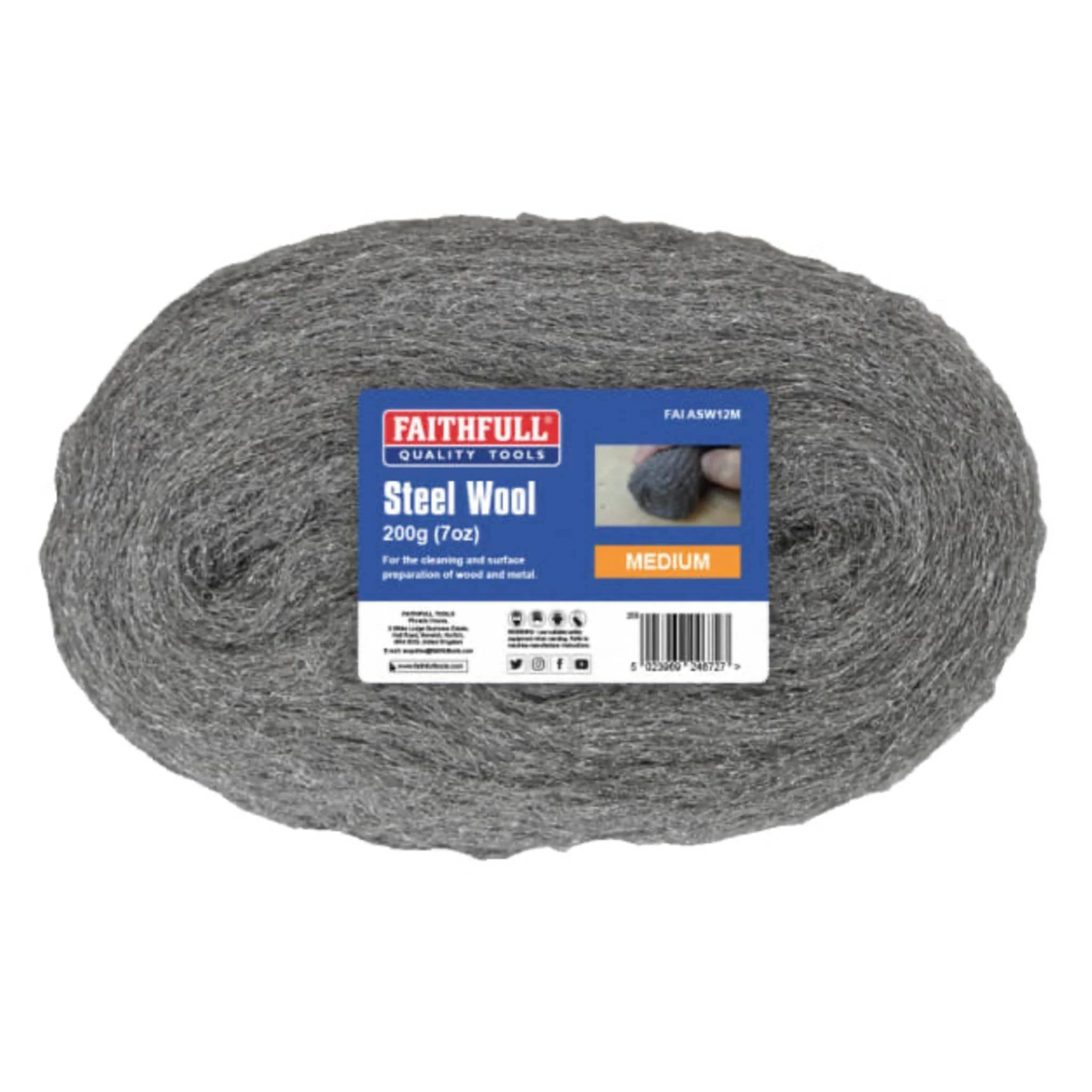 Faithfull Steel Wire Wool Medium 200gm