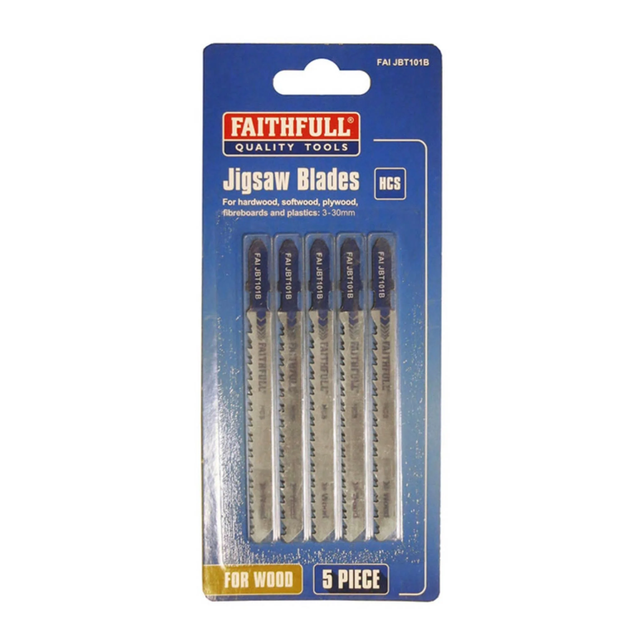 Faithfull Wood Jigsaw Blades T101B 5 Pack
