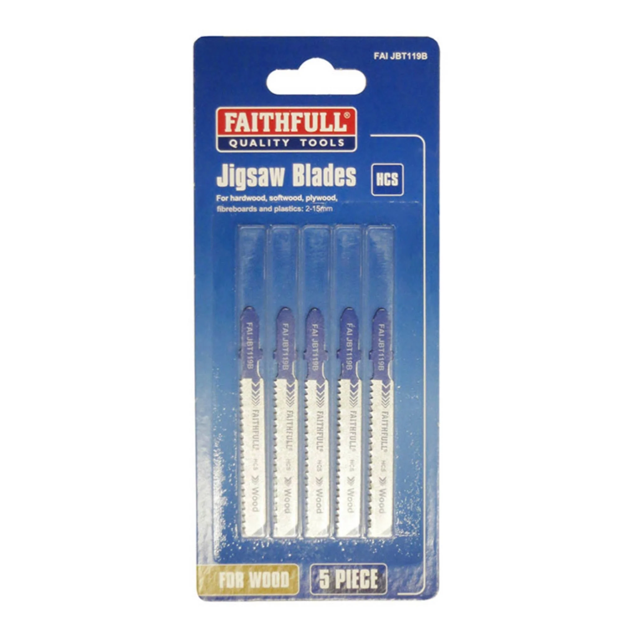 Faithfull Wood Jigsaw Blades T119B 5 Pack