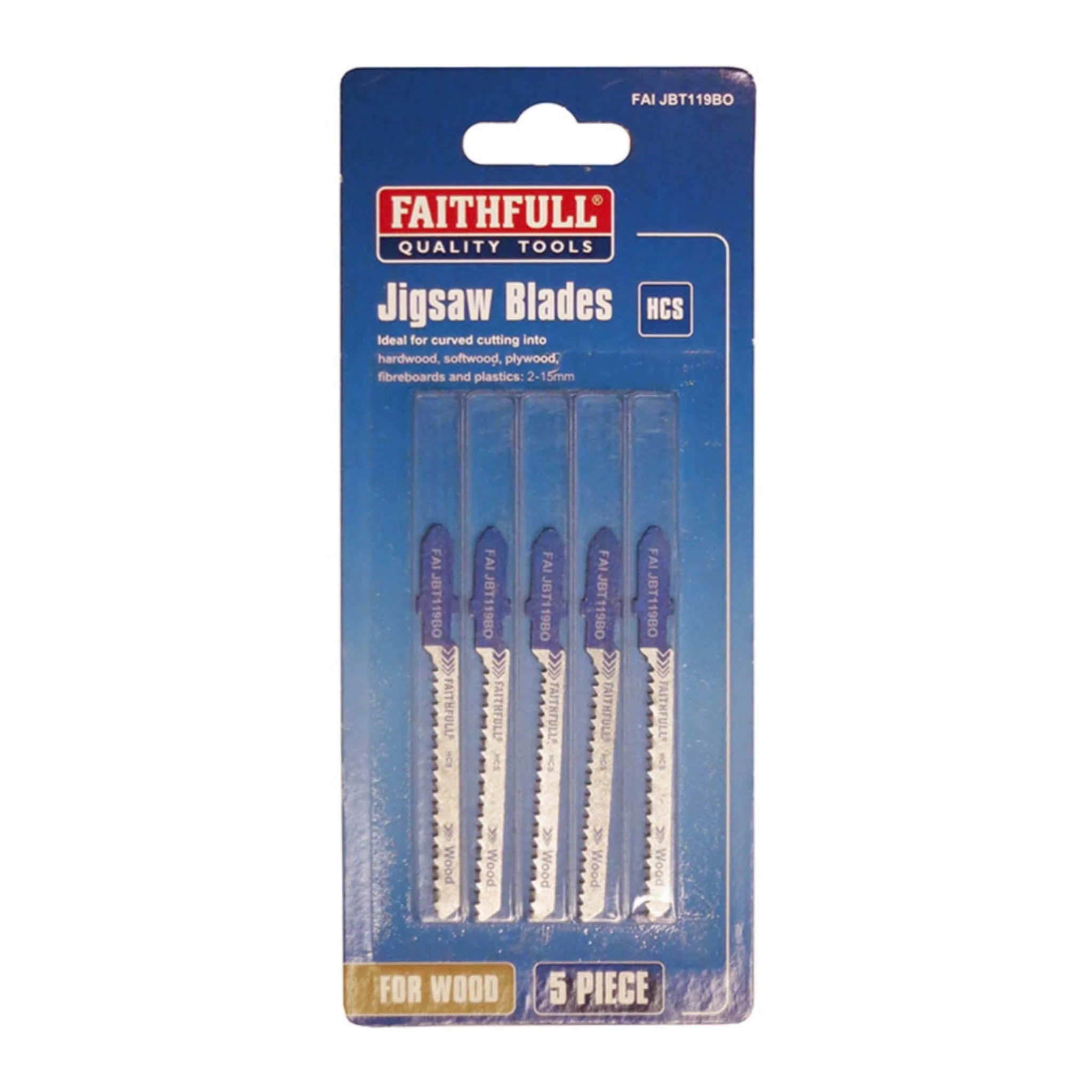 Faithfull Wood Jigsaw Blades T119BO 5 Pack
