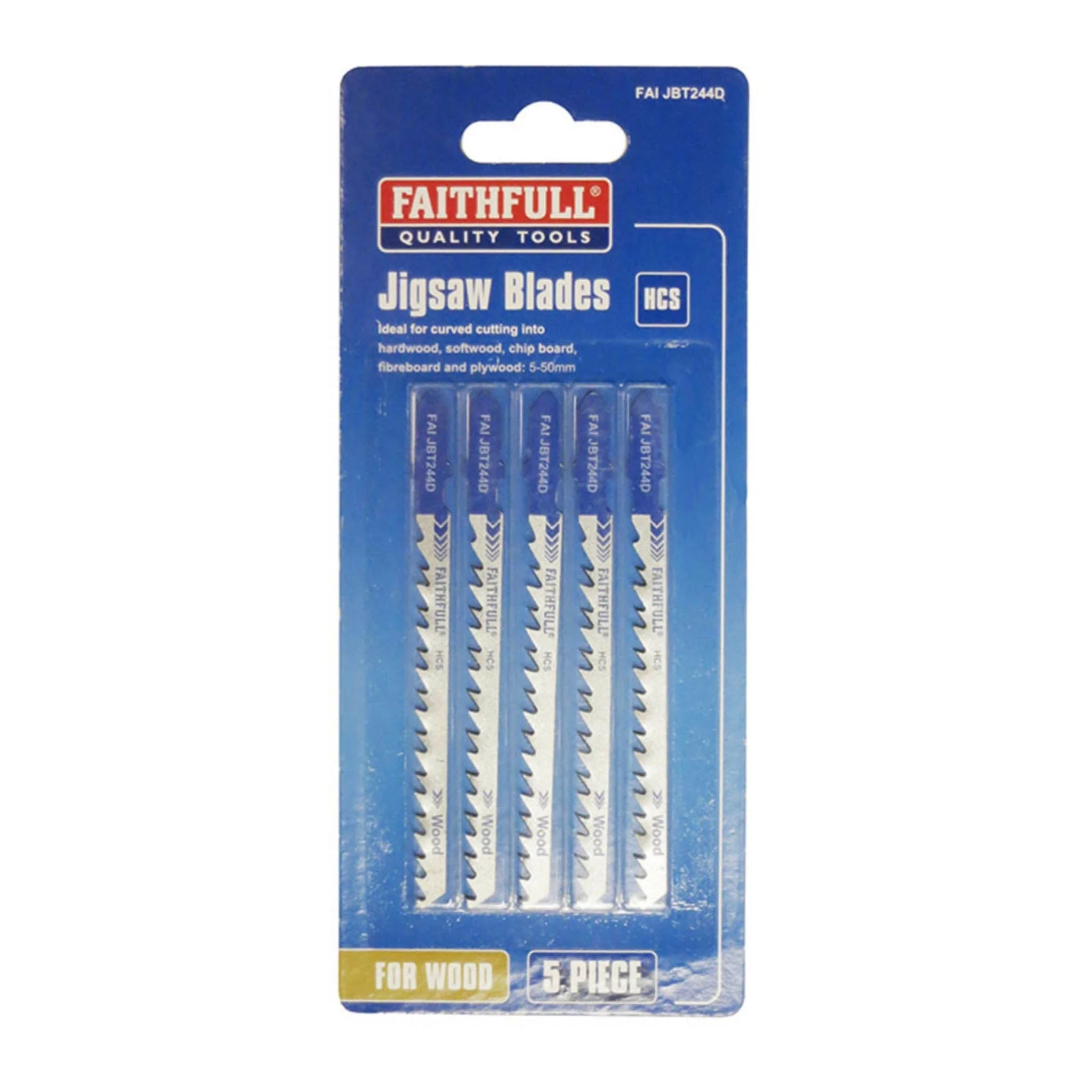Faithfull Wood Jigsaw Blades T244D 5 Pack