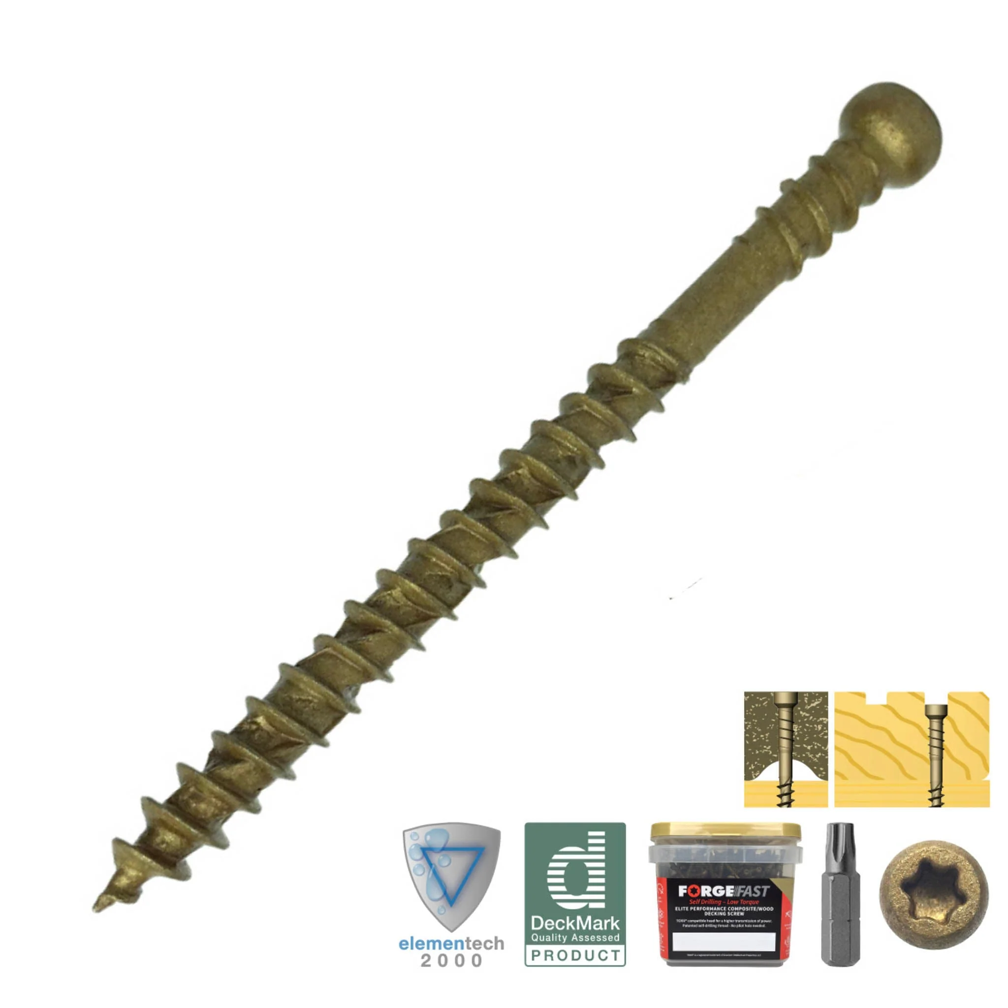 ForgeFast Composite Decking Screw Tan 4.5mm x 50mm 600 Tub