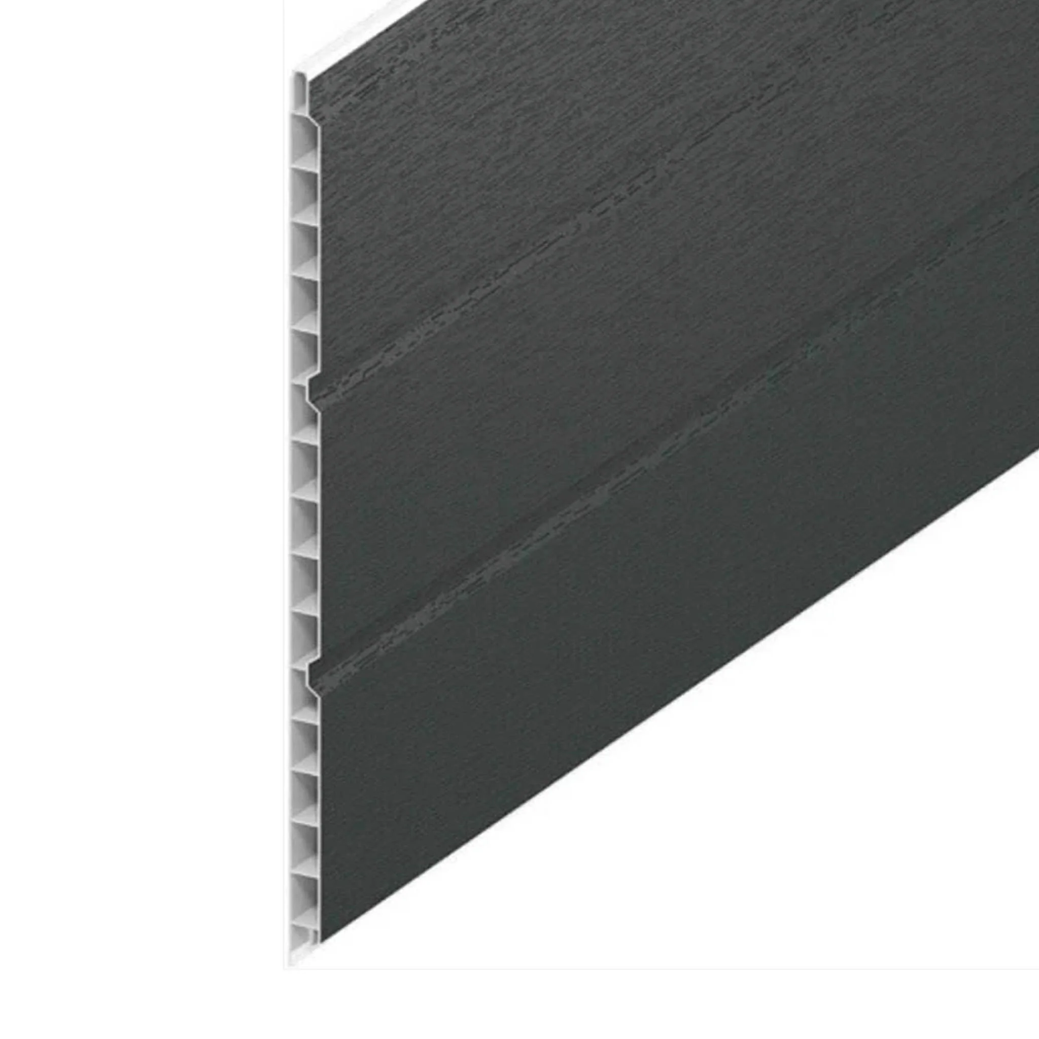 Hollow Soffit Board Woodgrain Anthracite Grey 300mm - 5 Metre