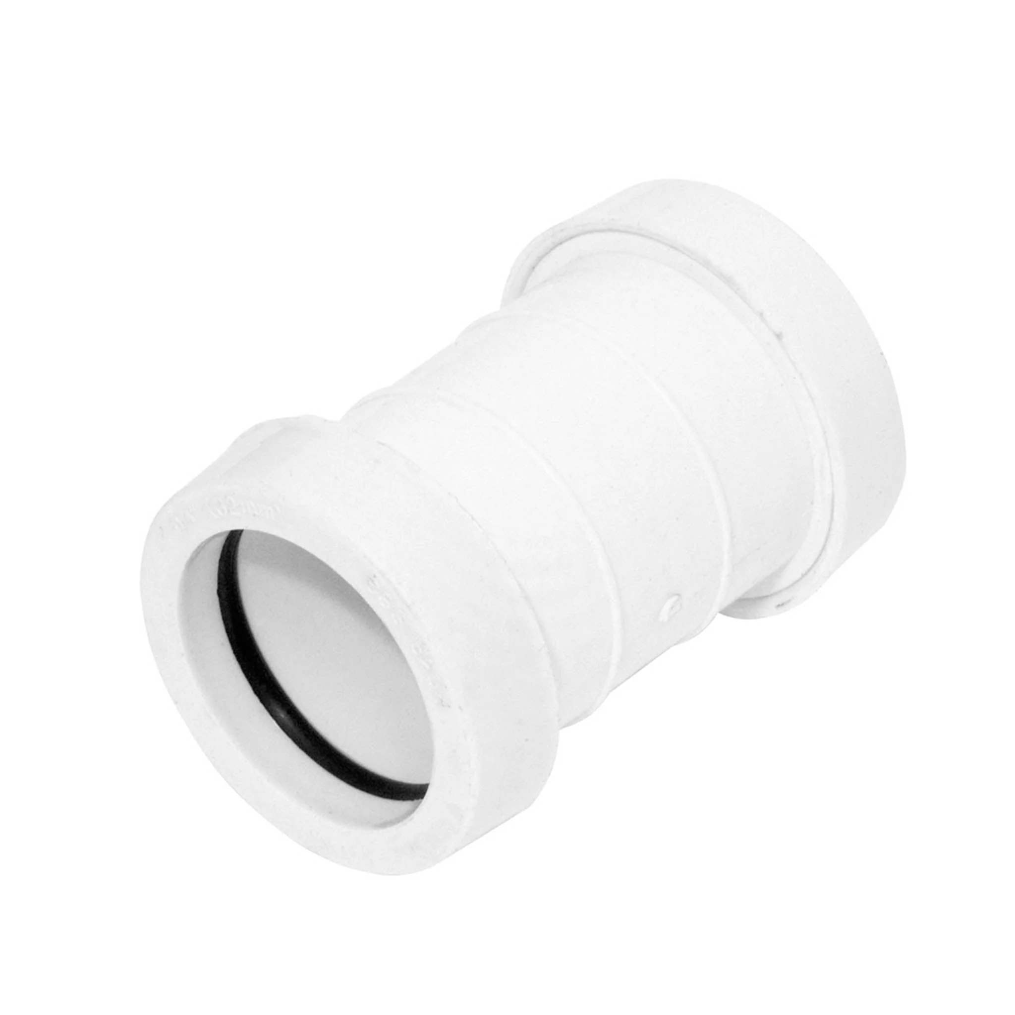 Push Fit Waste Pipe White Straight Connector - 32mm