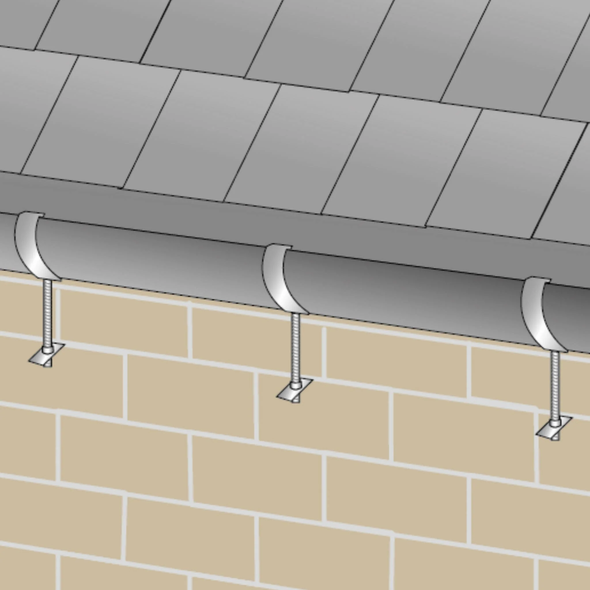 Rise And Fall Gutter Bracket Round Galvanised With Spike - Image 4