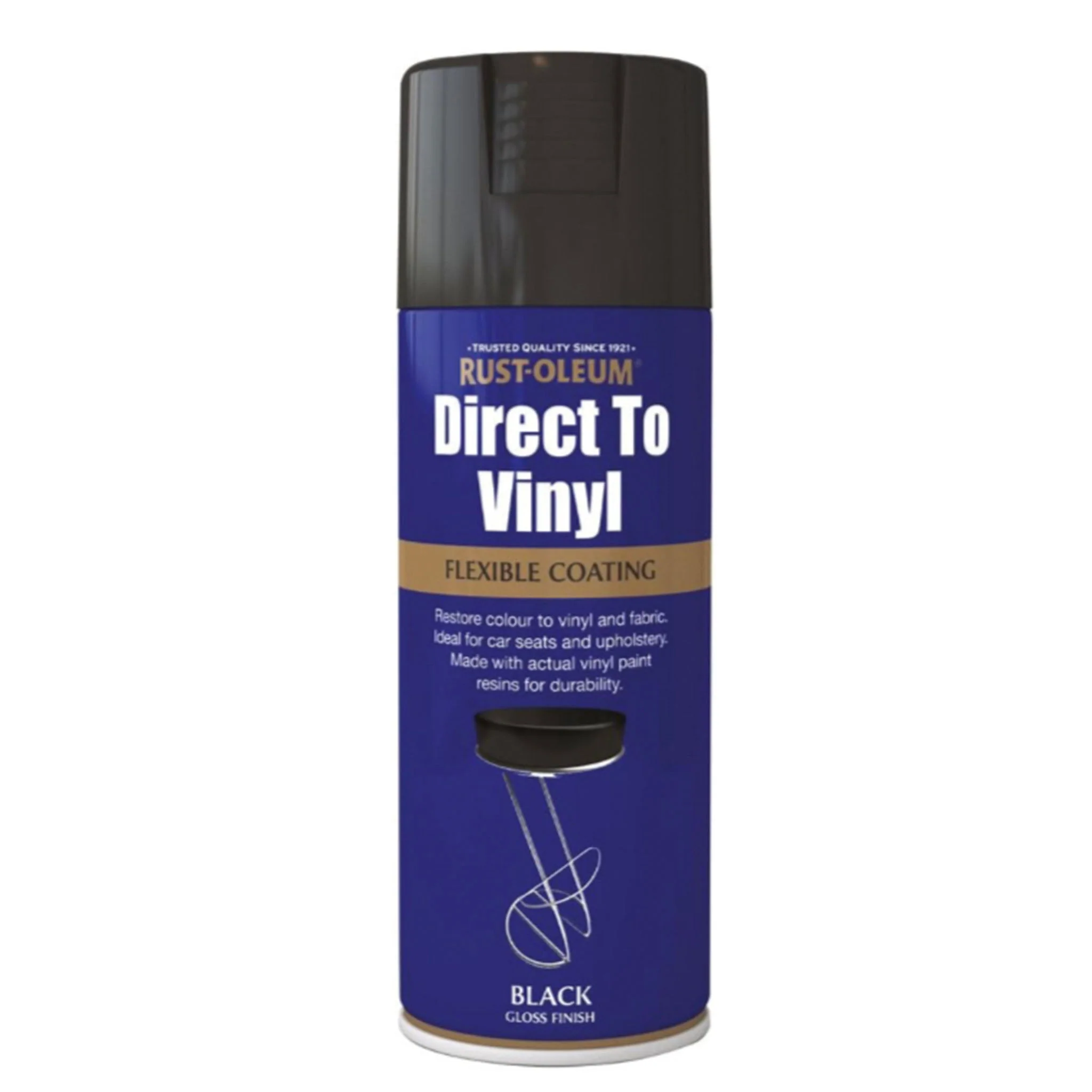 Rust-Oleum Direct Vinyl Black Gloss Spray Paint - 400ml