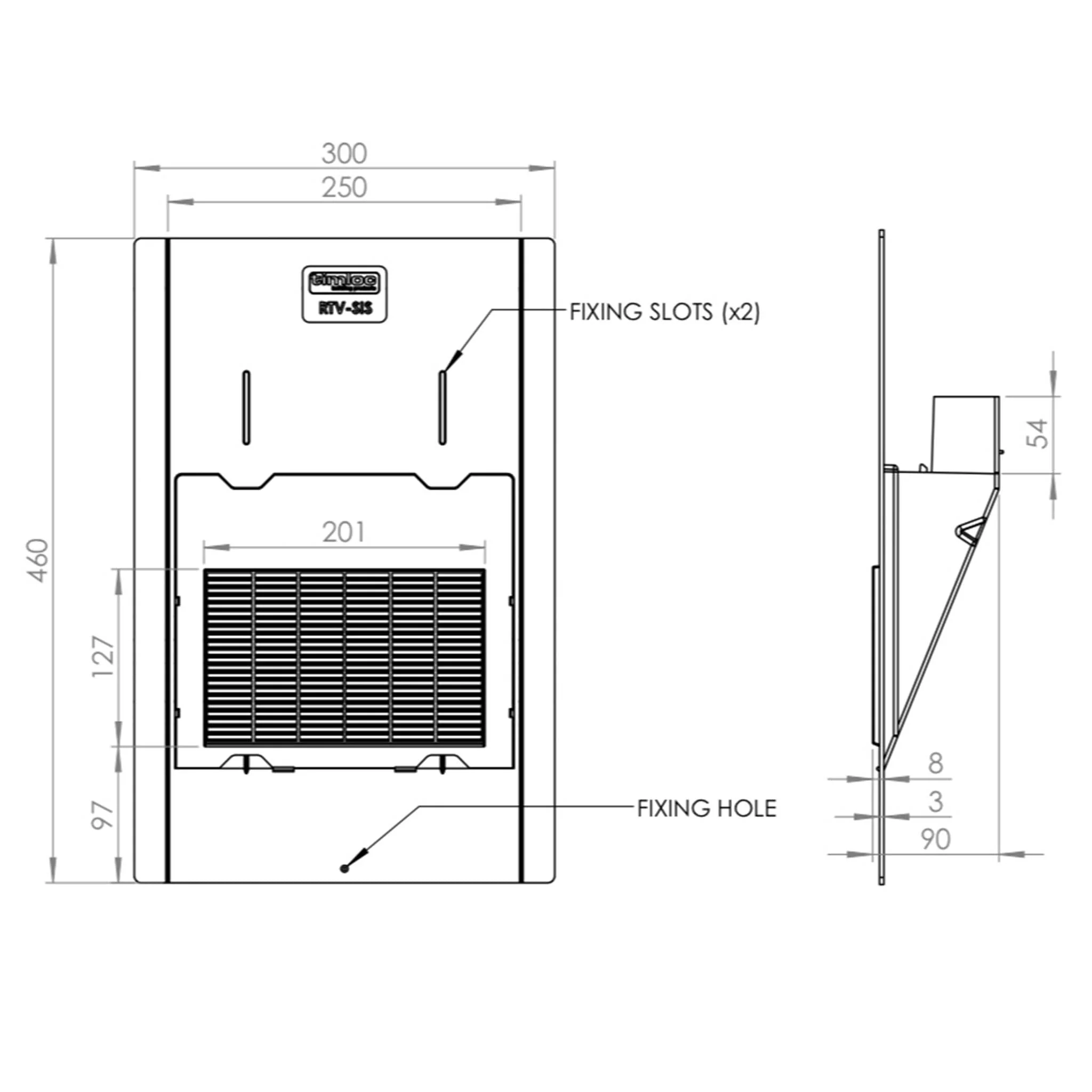 Small Inline Slate Vent Black - Image 2
