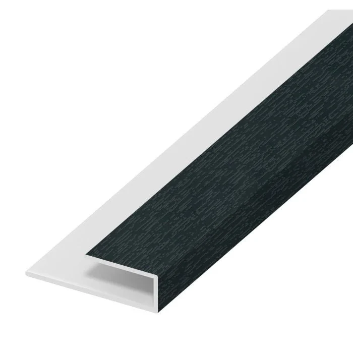 Soffit Anthracite Grey Woodgrain Starter Trim - U Channel - 5 Metre