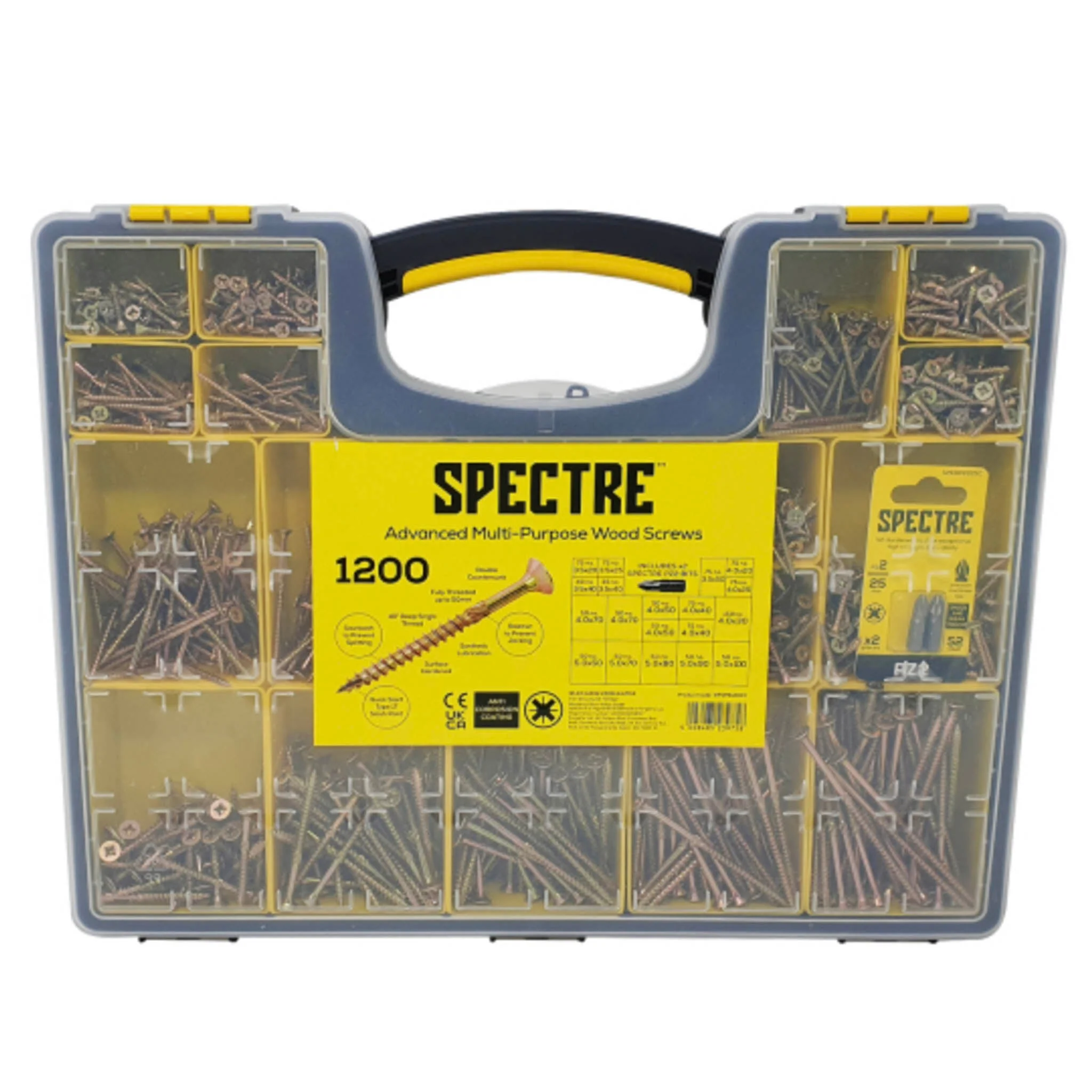 Spectre Woodscrew And Organiser Screw Case Assorted - 1200 Piece - Image 2