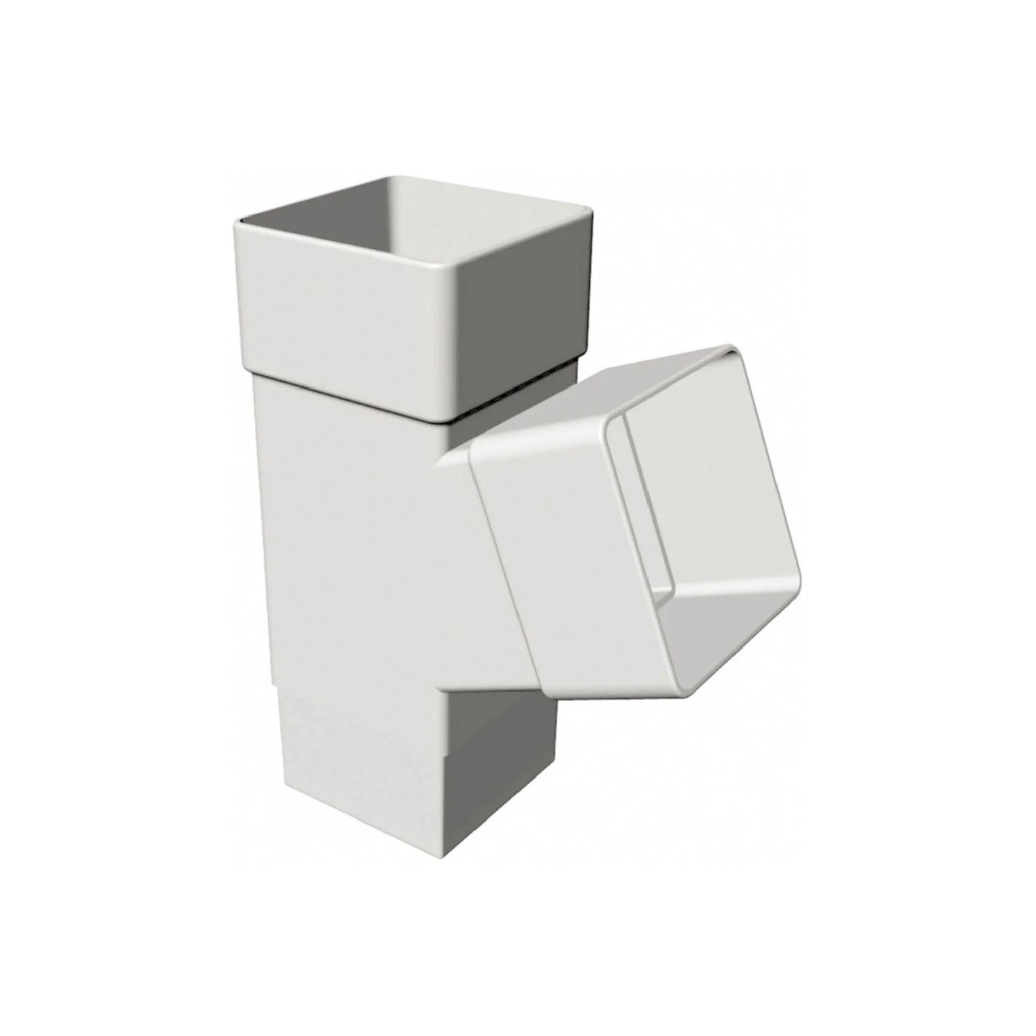 White Square Downpipe Branch - 112 Degree