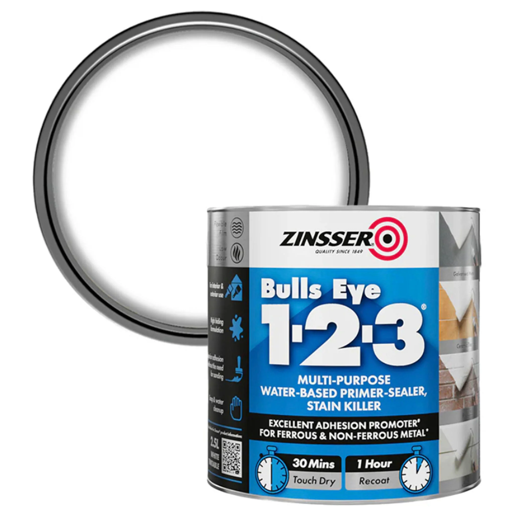 Zinsser Bulls Eye 1-2-3 White Primer Paint - Image 3